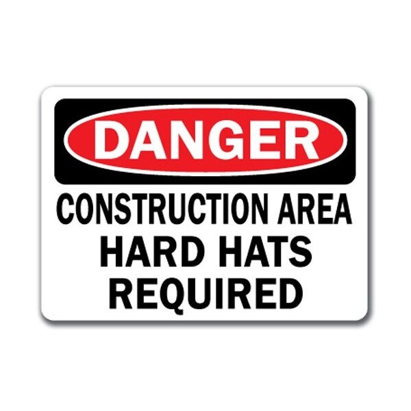 Signmission Danger Sign-Construction Area Hard Hats Required-10in x 14in OSHA Safety Sign, 14" H, DS-Hard Hat 2 DS-Hard Hat 2 - main